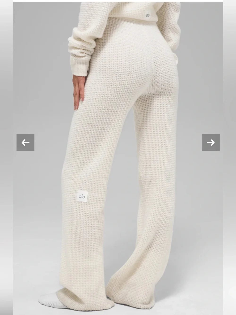 ALO Yoga Cream Wide-Leg Knit Pants